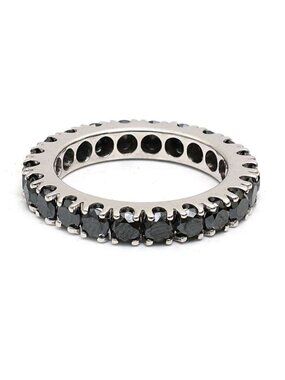 Black Diamond Eternity 14K (18K Custom) White Gold Band Ring